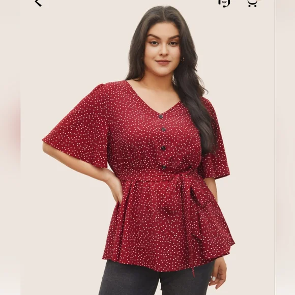 Bloom Chic Women's Red Polka Dot Top - Picture 1 of 3